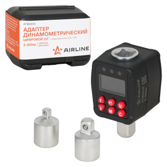 Адаптер динамометрический цифровой 1/2" 2-30Нм, с переходниками (1/4", 3/8"), кейс 03477, ATBN200