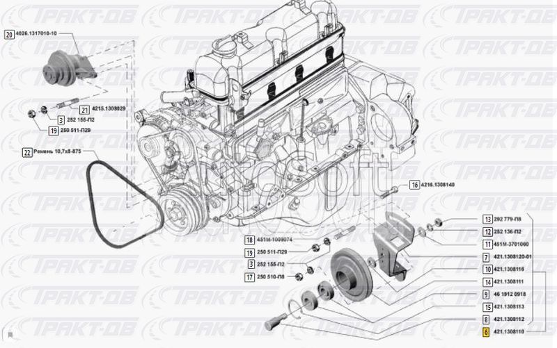 Схема ремня газель 4216 с кондиционером