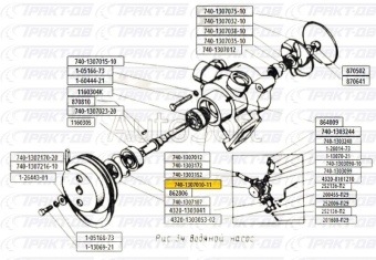 Насос водяной (помпа) в сборе -оригинал (завод) 740.1307010-11
