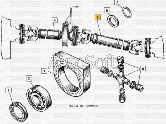 Вал кардан основной (круглый флянец) L=1490мм 53212-2205011-12